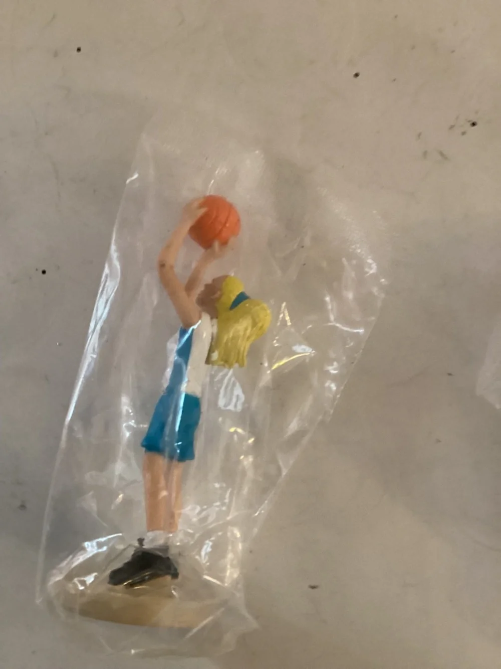 Vintage set of 2 girl basketball detailed plastic cake toppers